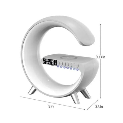 "G63 4-in-1 RGB Bluetooth Speaker with Wireless Charging, Night Light, and Alarm Clock"